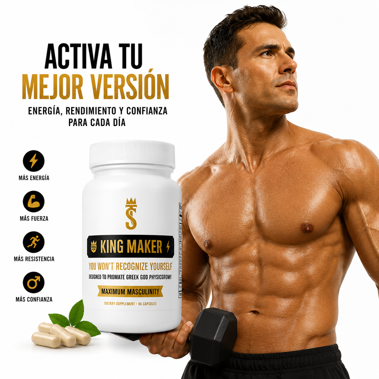 King Maker® – Suplemento Masculino 13 en 1 | Fuerza, Energía y Testosterona Natural